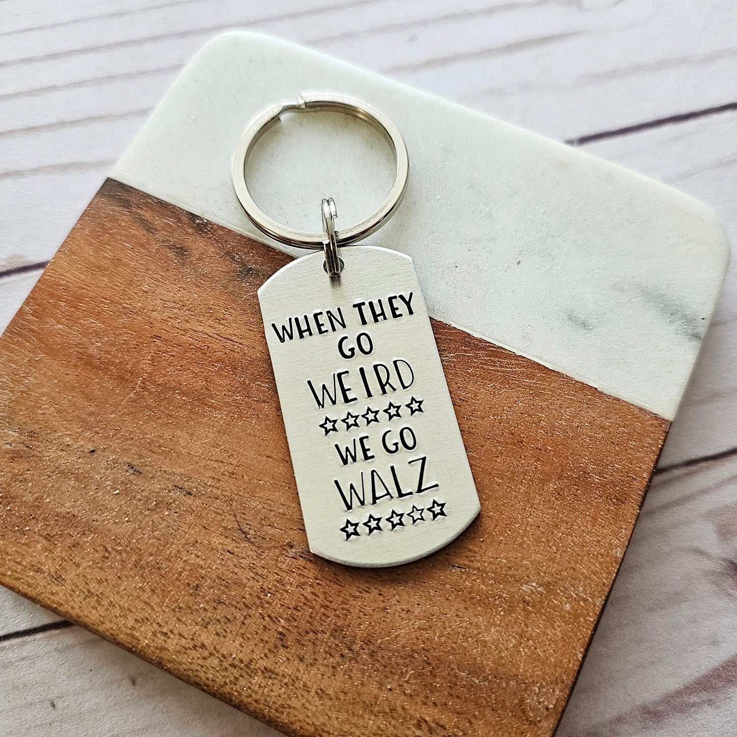 When They Go Weird We Go Walz Keychain, Harris Walz 2024 Campaign Keepsake, Presidential Election Campaign