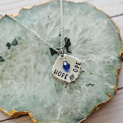 Hope and Ope with Blue Crystal Necklace, Harris Walz 2024 Accessories