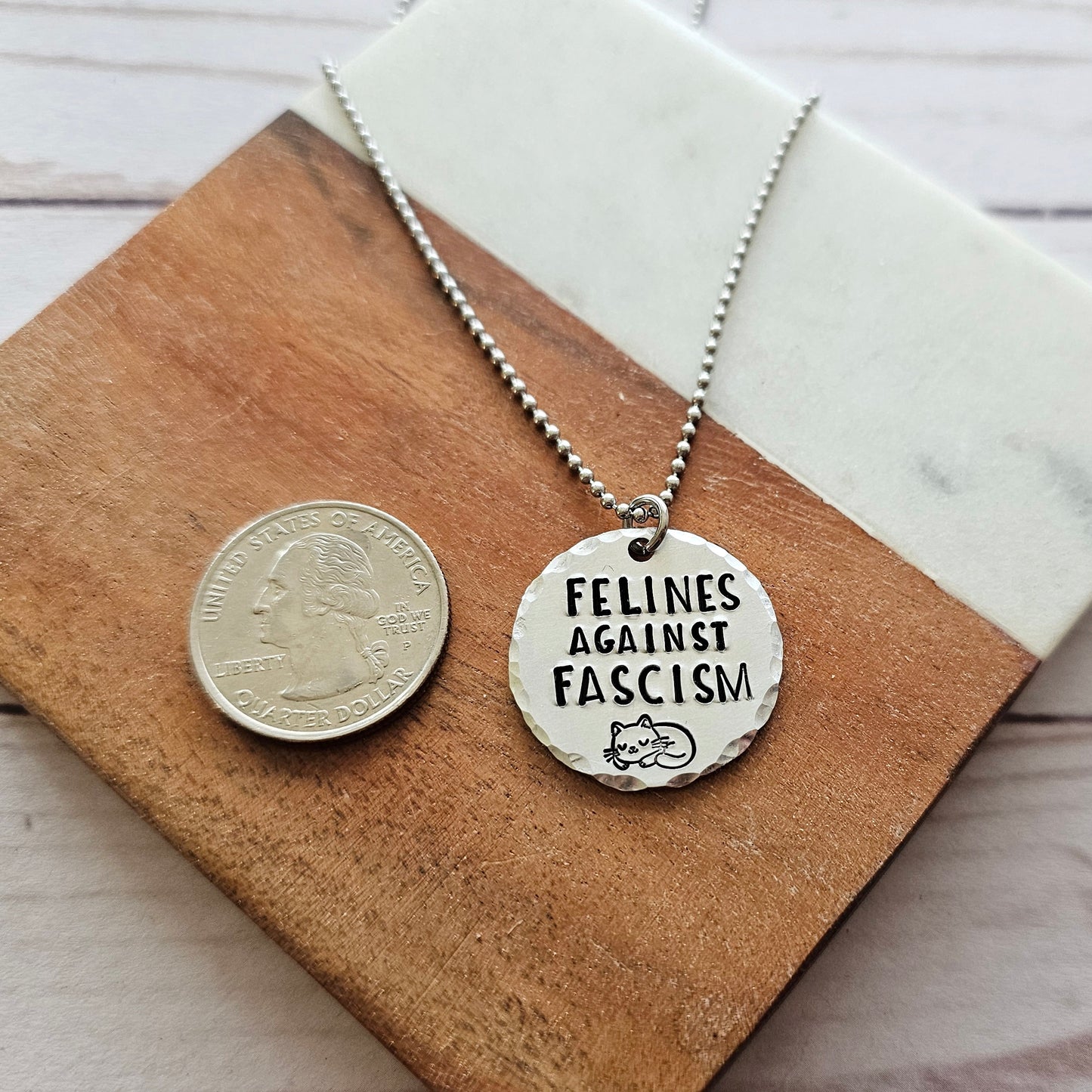 Felines Against Fascism Necklace, Childless Cat Lady Jewelry, 2024 Presidential Election, Never Trump