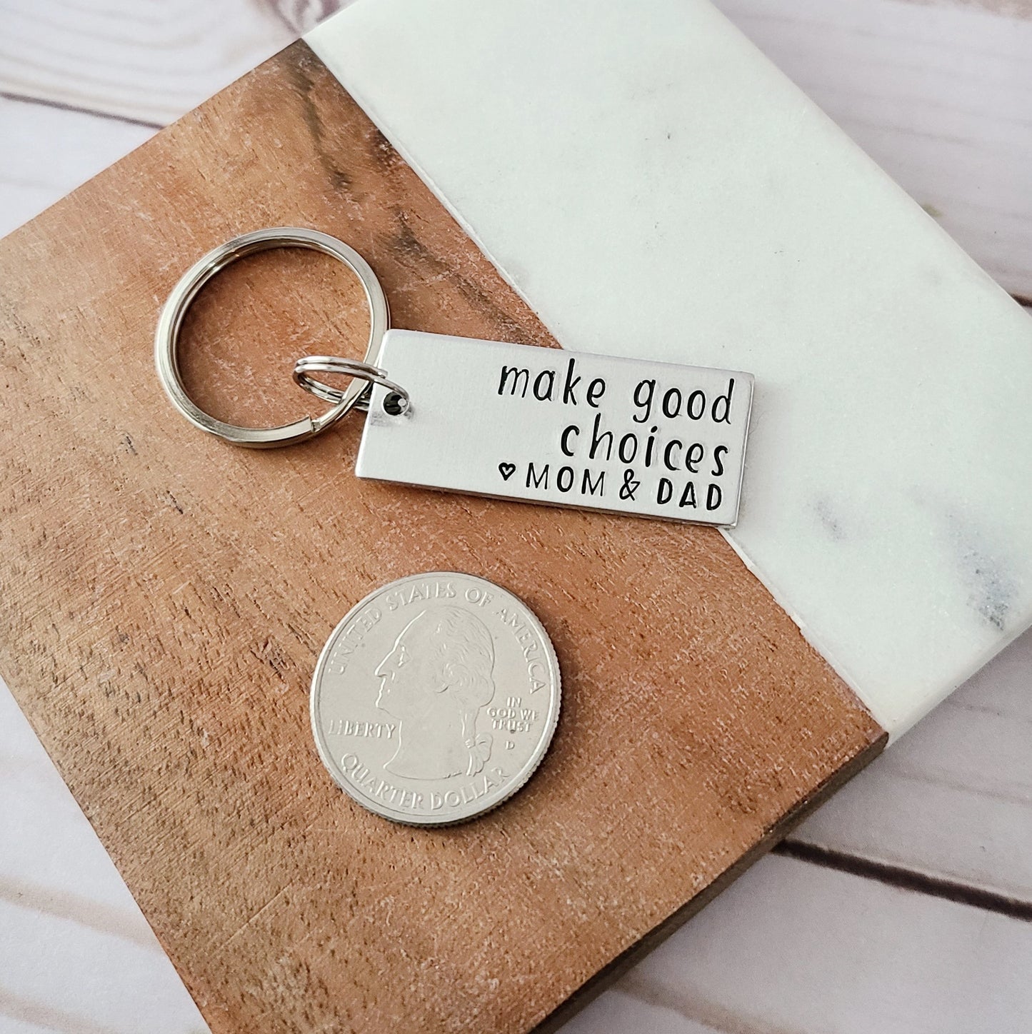 Make Good Choices <3 mom & dad Keychain