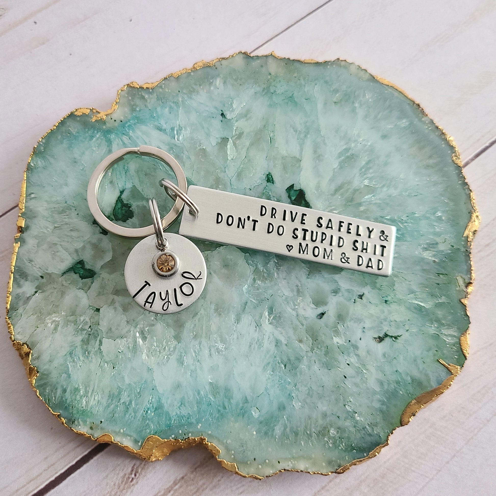 Don't do stupid shit, love (your name here) , keychain, from mom gift, teen  gift, drive safe, be careful, be safe, safe, ride safe, stay safe – SM Made