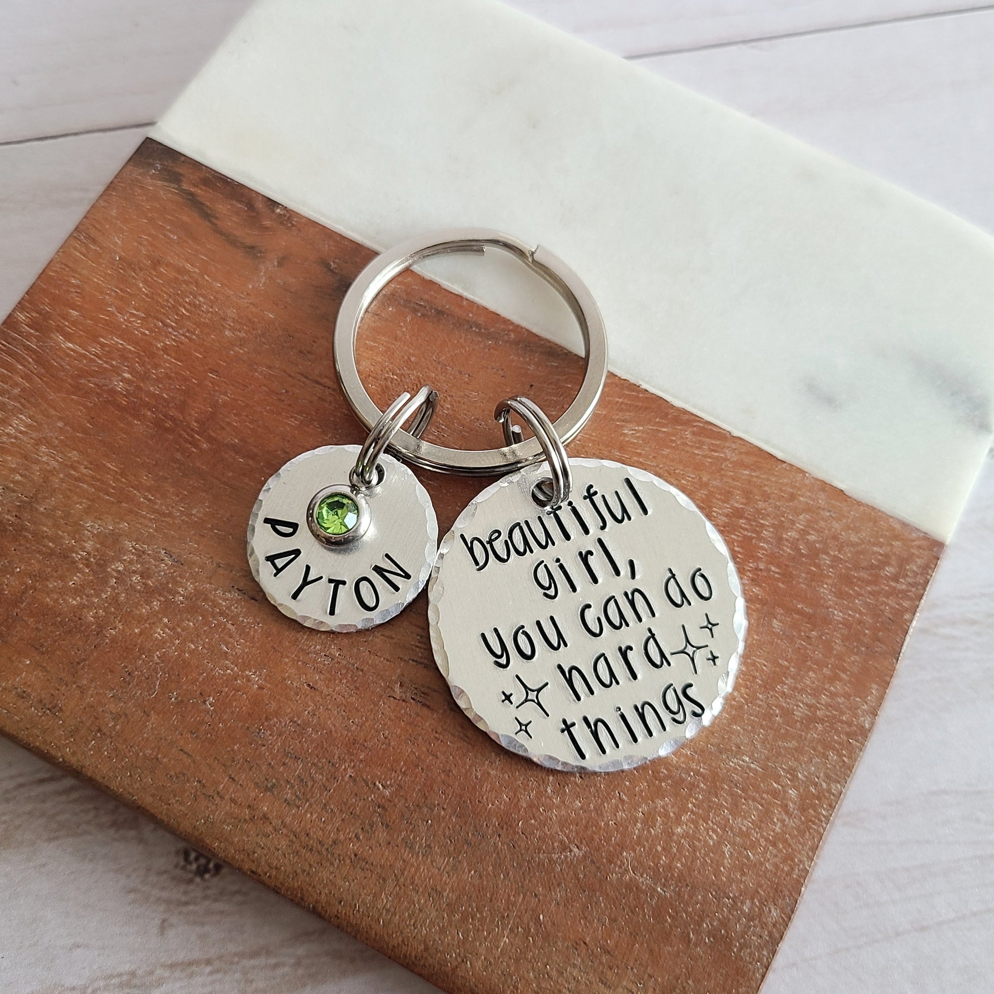 Hand Stamped Inspirational Keychain. Motivational Gift. Get 
